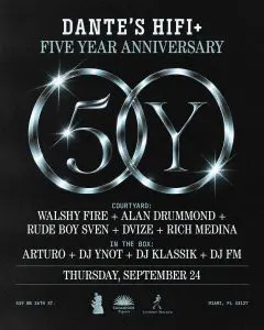 Five Year Anniversary Tonight! + This weekend at Dante’s HiFi