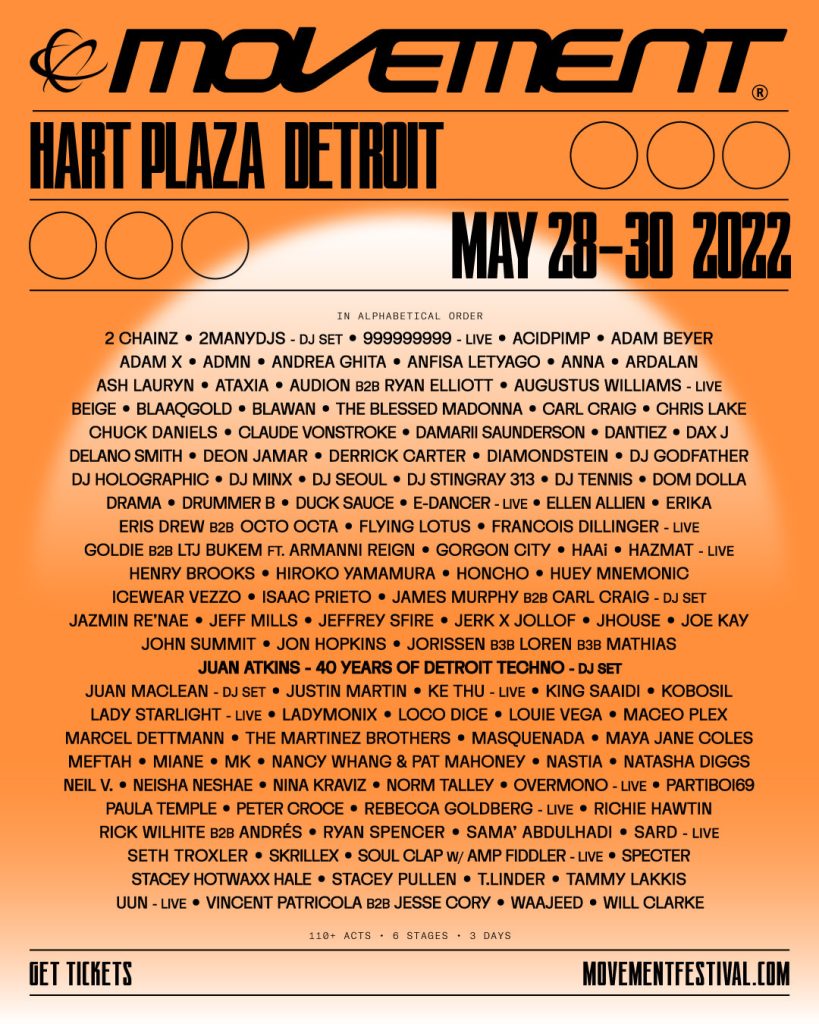 Movement Music Festival Detroit 2022 at Hart Plaza on Mon, May 30th