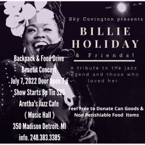 22nd Annual Billie Holiday Tribute & Benefit Concert  featuring Sky Covington