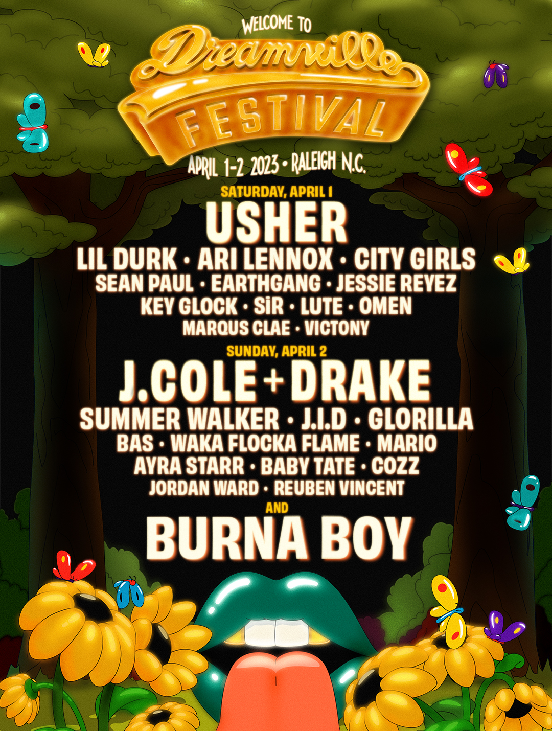 Dreamville Festival 2023 April 1 & 2 at Dorothea Dix Park on Sun, Apr