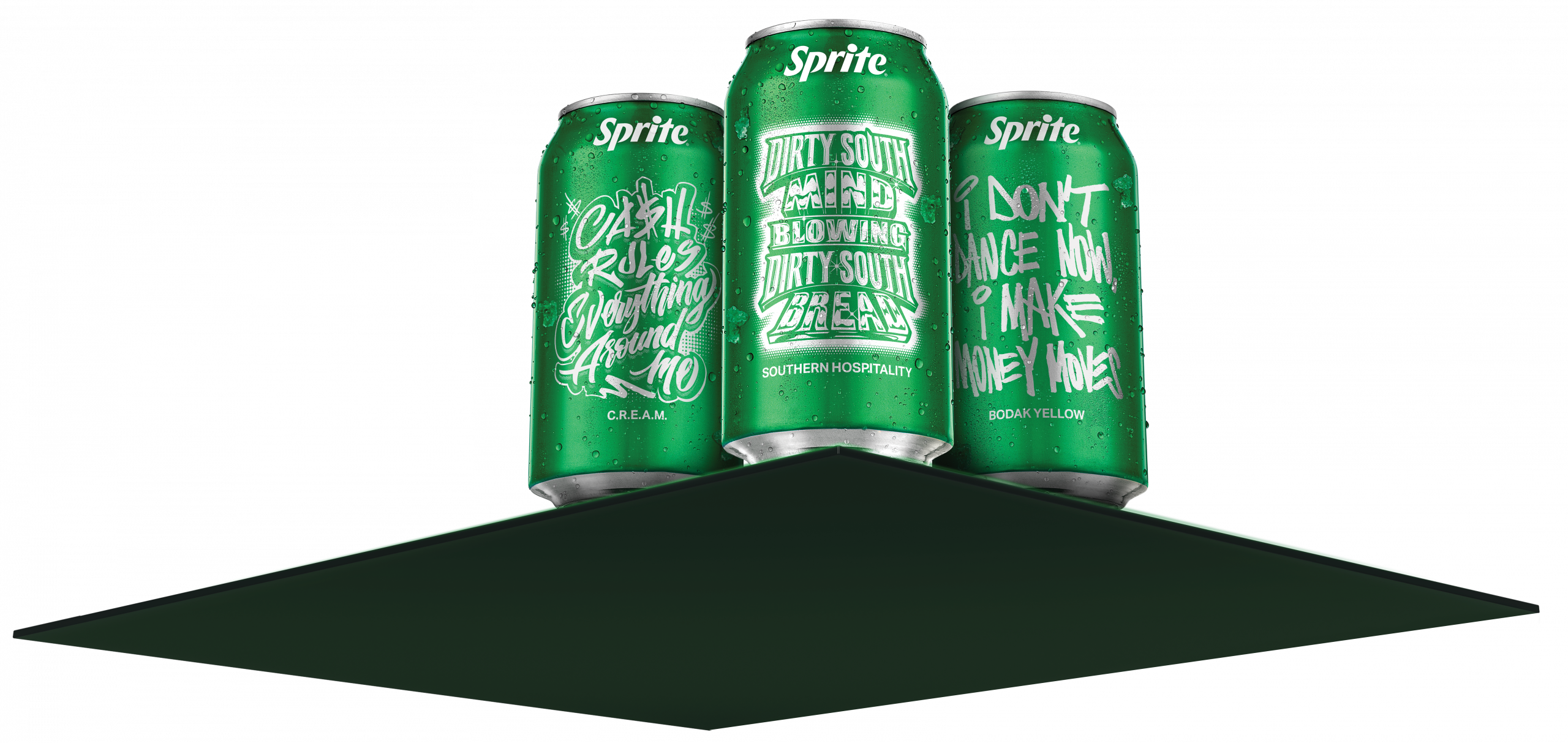 Limited-edition Sprite Living Tracklist cans celebrating influential hip-hop songs